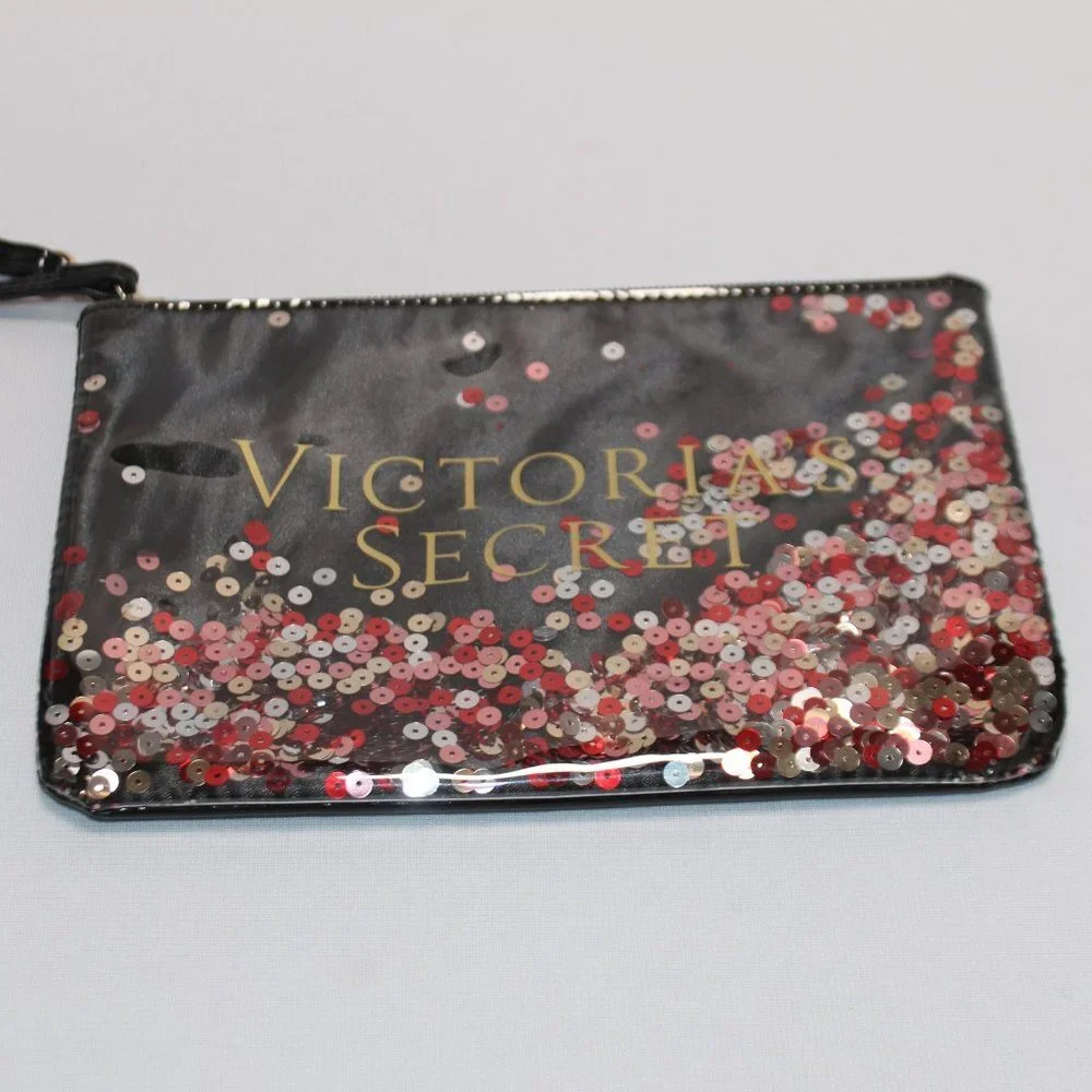 Victoria Secret Black Sequin Cosmetic Bag